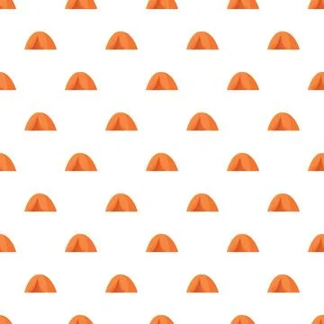 Orange camping tents repeating pattern on white background Stock Illustration