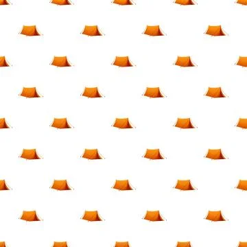 Orange camping tents seamless pattern for outdoor adventure Stockillustratie