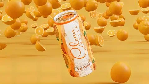 Orange Can Model Surrounded By Orange With Orange Background Stock Illustration