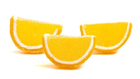 Orange Candy Fruit Slice Isolated on a White Background Foto stock