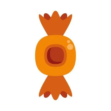 Orange candy wrapper containing sweet caramel snack Stock Illustration