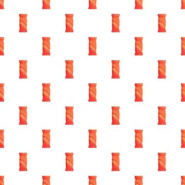 Orange candy wrapper repeating pattern on white background Stock Illustration