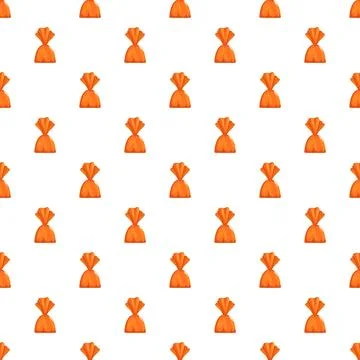 Orange candy wrappers creating seamless pattern background Stock Illustration