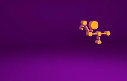 Orange Cannabis molecule icon isolated on purple background. Cannabidiol mole Stock Illustration