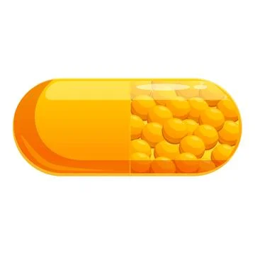 Orange capsule containing micro granules is showing medical innovation Stock Illustration