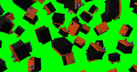 Orange Car Battery rain, falling slow motion 3d animation Stock Footage 162432393