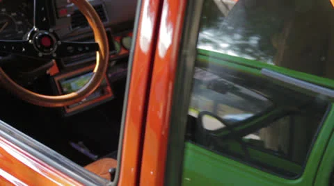 Orange car interior Stock Footage 26254919