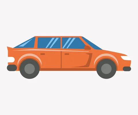 Orange car, modern hatchback side view. Automobile, driver driven vehicle with Stock Illustration