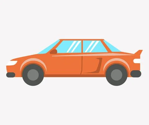 Orange car, modern hatchback side view. Automobile, driver driven vehicle with Stock Illustration