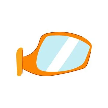Orange car side mirror displaying reflection driving concept イラスト素材