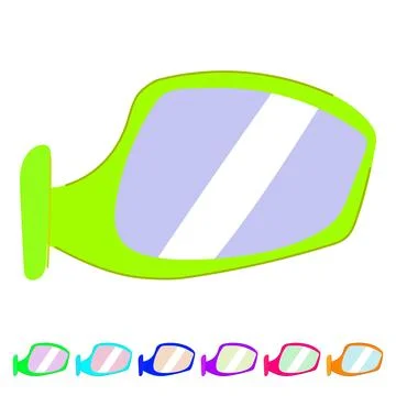 Orange car side mirror displaying reflection driving concept graphic イラスト素材