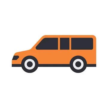 Orange car side view icon on white background Stock Illustration