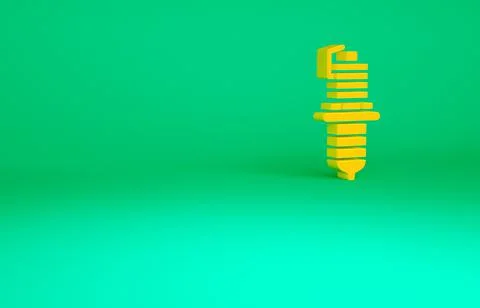 Orange Car spark plug icon isolated on green background. Car electric candle. Stock Illustration