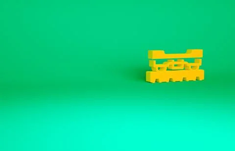 Orange Cargo train wagon icon isolated on green background. Freight car. Rail Stock Illustration