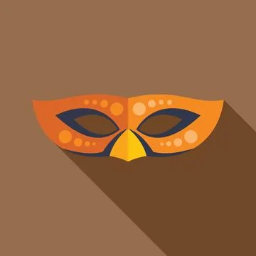 Orange carnival mask is lying on a surface with a long shadow Stock Illustration