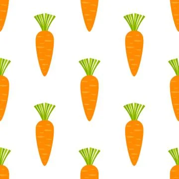 Orange carrot vegetable seamless pattern on white background. Vector illustra Stock Illustration