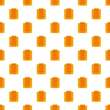 Orange cartoon building pattern on white background Illustrazione stock