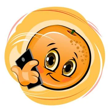 Orange cartoon. Comical face. Vector illustration. Fruit with eyes. Stock Illustration