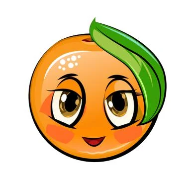 Orange cartoon. Comical face. Vector illustration. Fruit with eyes. Stock Illustration