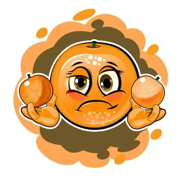 Orange cartoon. Comical face. Vector illustration. Fruit with eyes. Stock Illustration