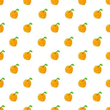 Orange Cartoon Drawing Seamless Pattern Design Stock Illustration