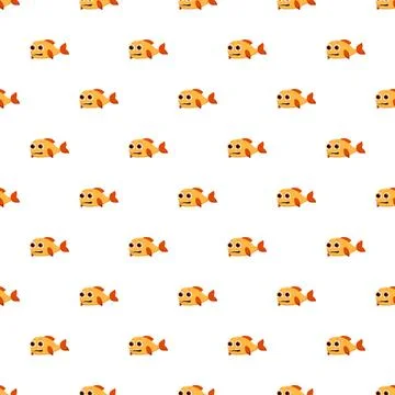 Orange cartoon fish creating a seamless pattern underwater Stock Illustration