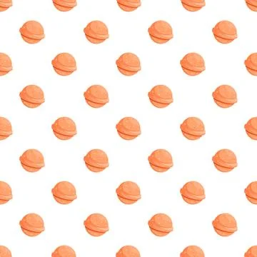 Orange cartoon planets creating a seamless cosmic pattern Stock Illustration