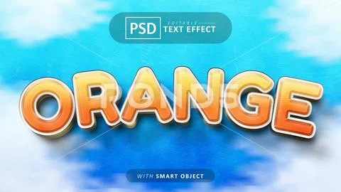 Orange cartoon text effect editable PSD Template