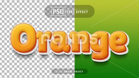 Orange cartoon text effect editable PSD Template