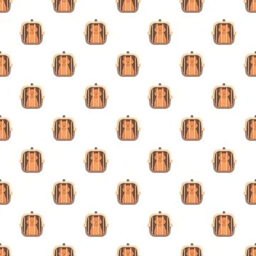 Orange cat in carrier seamless pattern background Illustrazione stock