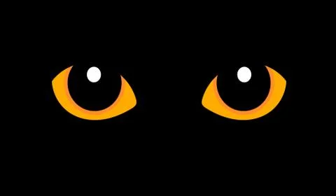 Orange cat eyes in darkness. Vector illustration Stock Illustration