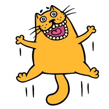 Orange cat jumping for joy. Isolated vector illustration. Stock Illustration