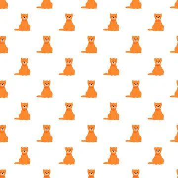 Orange cat kitten seamless pattern vector background Stock Illustration