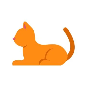 Orange cat lying down flat simple illustration Illustrazione stock