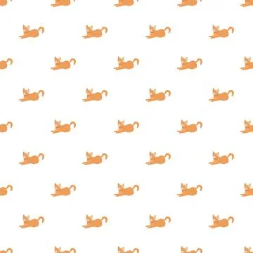 Orange cat lying down seamless pattern background Stockillustratie