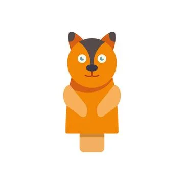 Orange cat puppet doll flat character design Stock Illustration