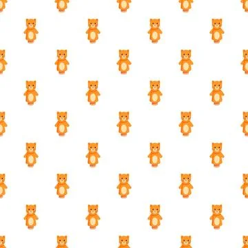 Orange cat puppet pattern for kid's fabric Stock Illustration