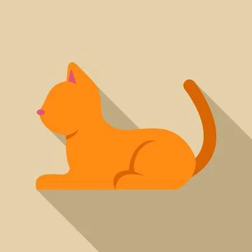 Orange cat resting with long flat shadow Stock Illustration