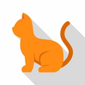 Orange cat sitting flat design style icon Stock Illustration