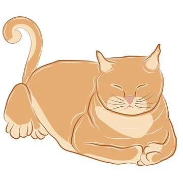 The orange cat is sleeping happily. Stock Illustration