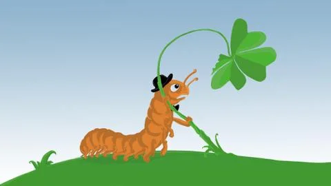 Orange Caterpillar Is Dressing for St. Patrick Day Stock Illustration