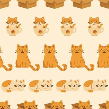 Orange Cats in Boxes Pattern Stock Illustration