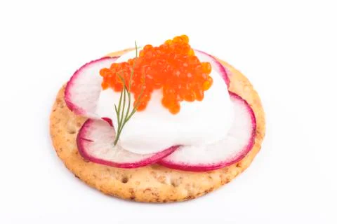 Orange caviar as appetizer Stock Photos