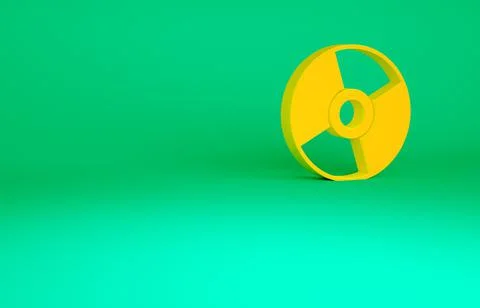 Orange CD or DVD disk icon isolated on green background. Compact disc sign. M Illustrazione stock