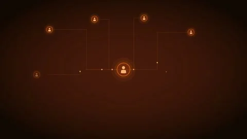 Orange Central Hub People Network Team Connect Glow 4K Loop Stock Footage 342604063