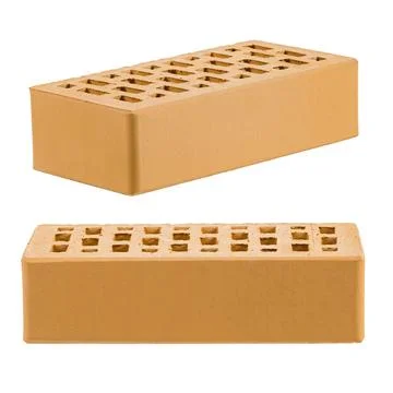 Orange ceramic brick is isolated on a white background. Stock Photos