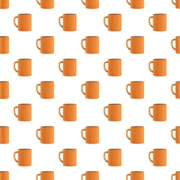 Orange ceramic coffee mugs seamless pattern background イラスト素材