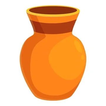 Orange ceramic pot featuring brown stripes and a dark brown interior Illustrazione stock