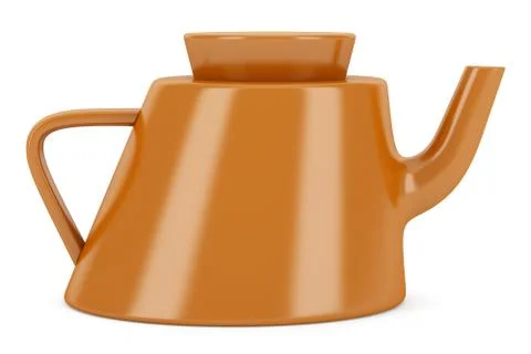 Orange ceramic teapot isolated on white background Illustrazione stock