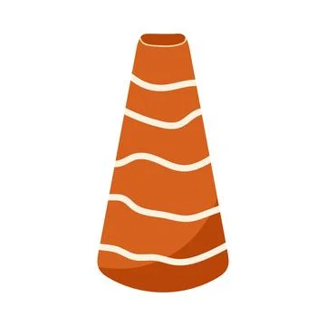 Orange ceramic vase with white wavy striped pattern isolated vector illustrat イラスト素材